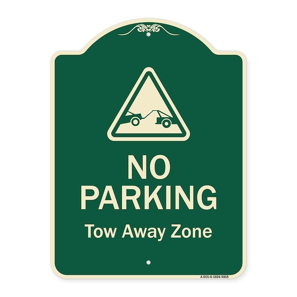 Designer Series-No Parking Tow Away Zone With Graphic, 24" x 18", G-1824-9815